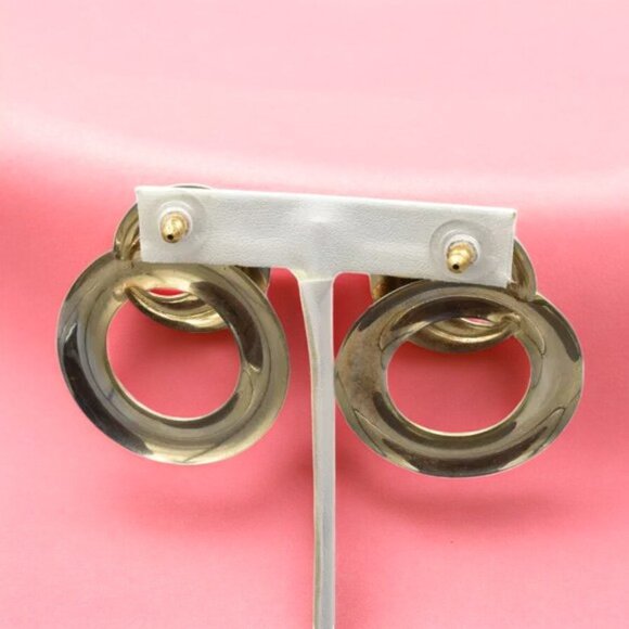 Vintage Earrings Spring Green & Gold Pierced Earrings - Picture 5 of 5